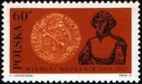 (1972-043) Марка Польша "Монеты "    500 лет со дня рождения Н. Коперника (1973) III Θ